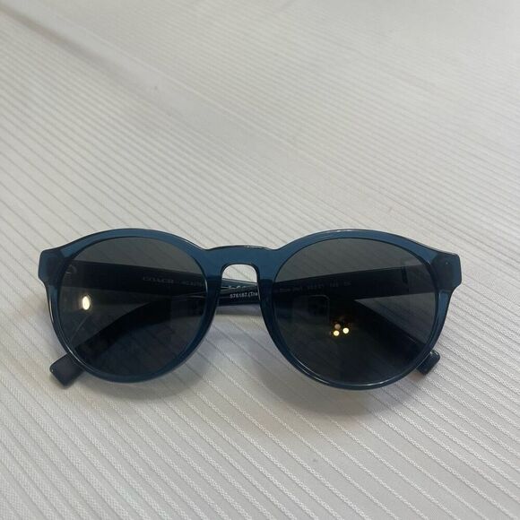 COACH HC8275 L1095 SUNGLASSES TRANSPARENT BLUE JAY/GREY SOLID CAT EYED - Picture 1 of 8